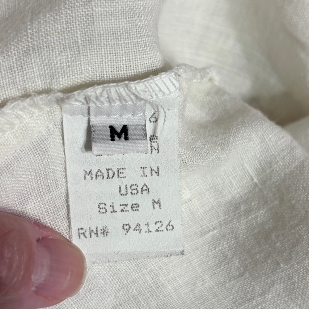 CP SHADES Ivory Linen Button Front Shirt VINTAGE - Picture 7 of 10